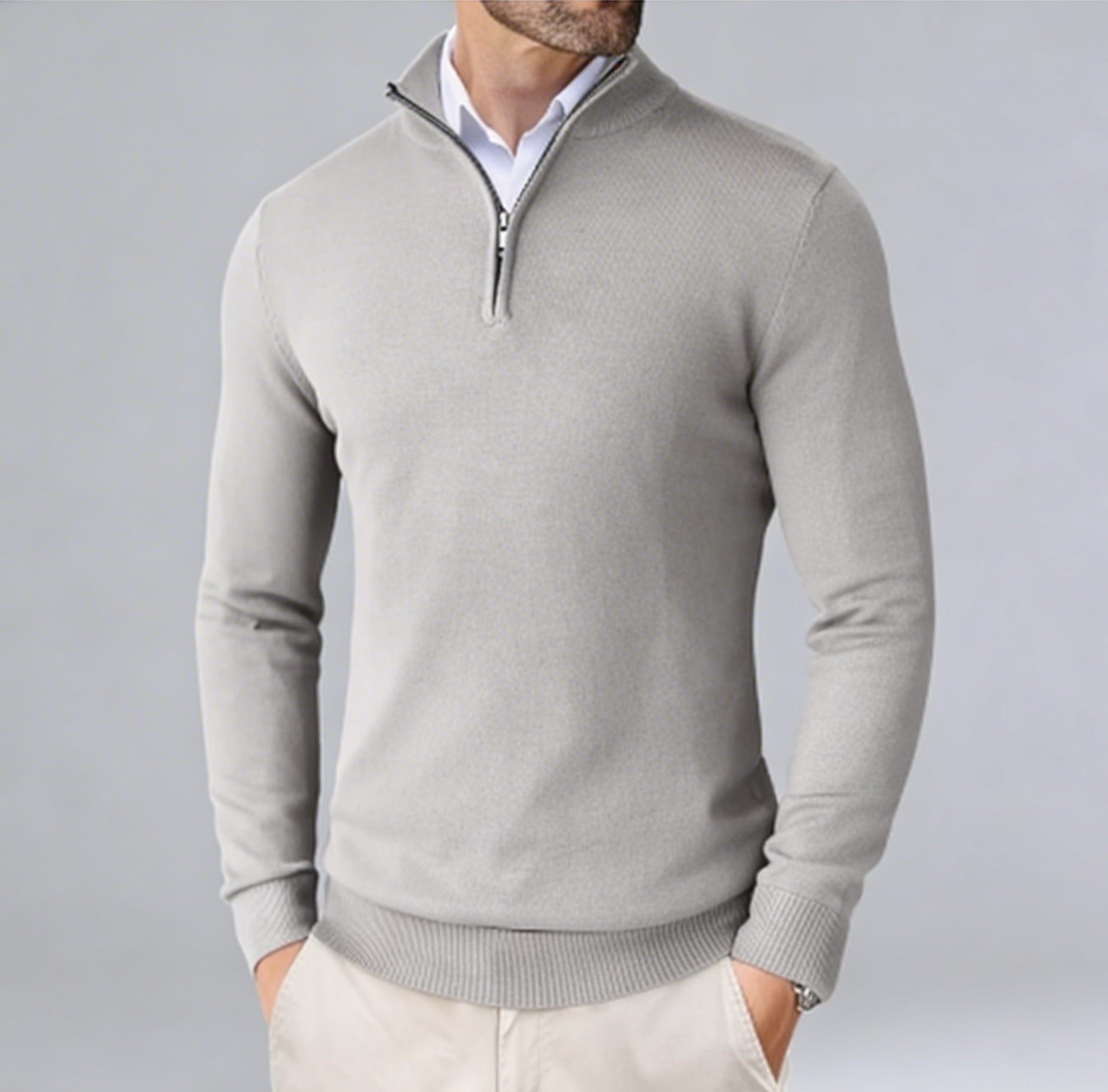 THE ESSENZA QUARTER ZIP SWEATER