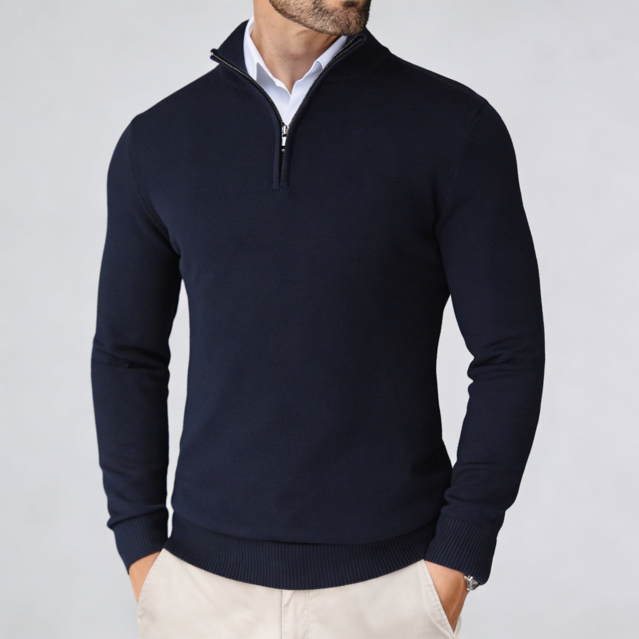 THE ESSENZA QUARTER ZIP SWEATER