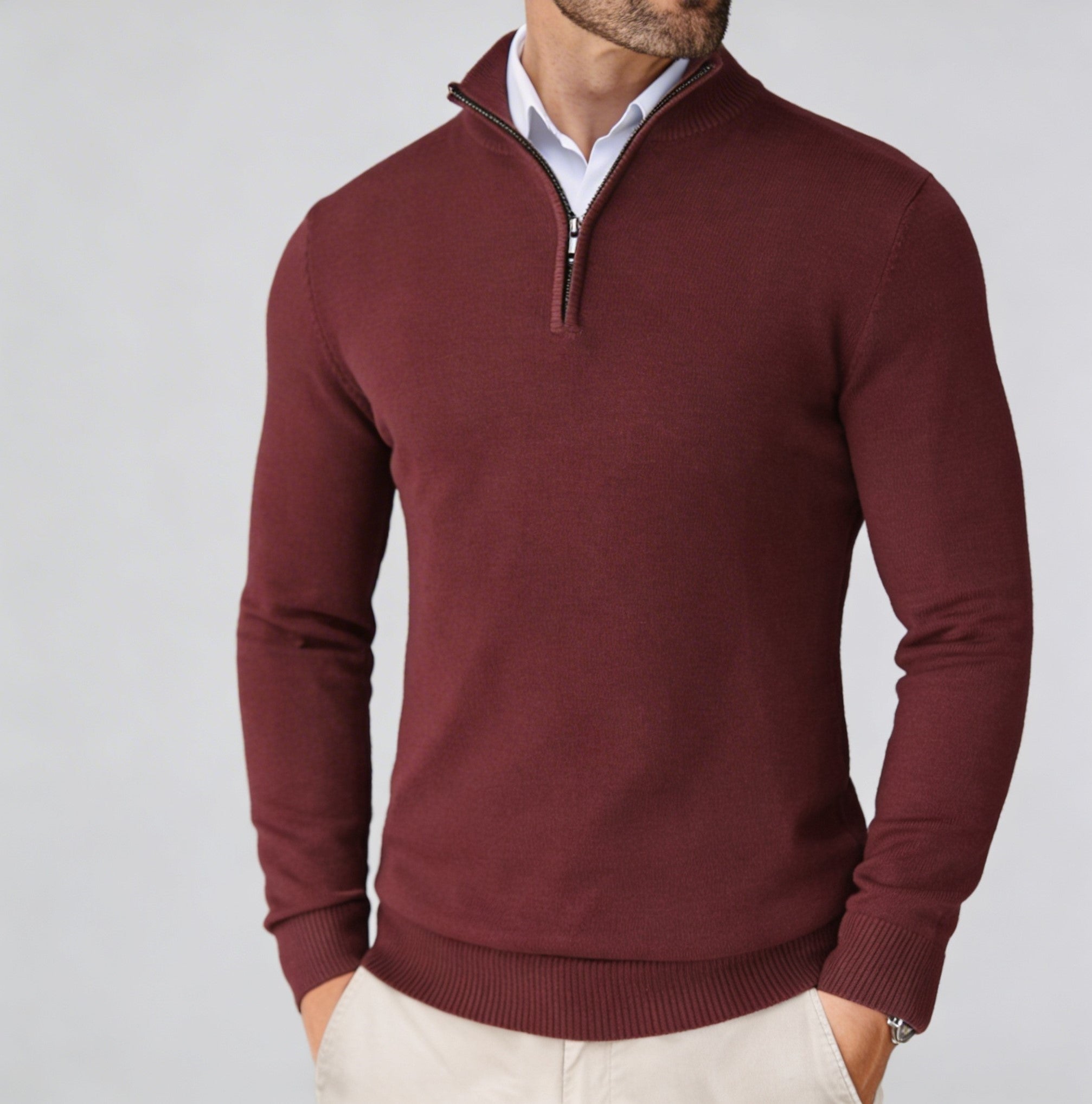 THE ESSENZA QUARTER ZIP SWEATER