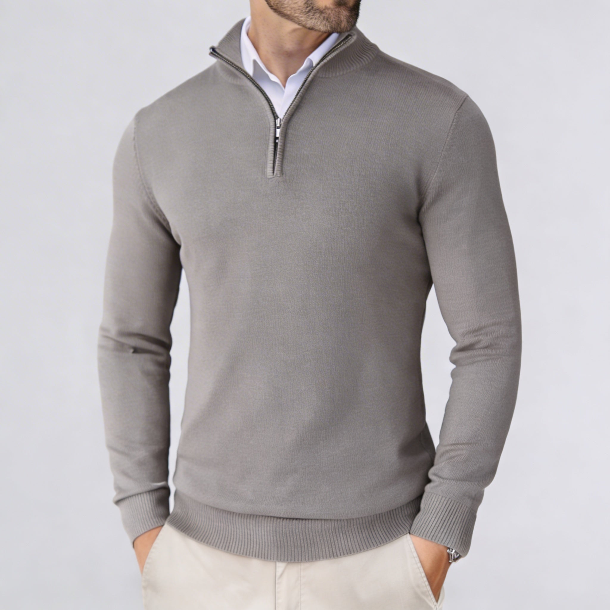 THE ESSENZA QUARTER ZIP SWEATER