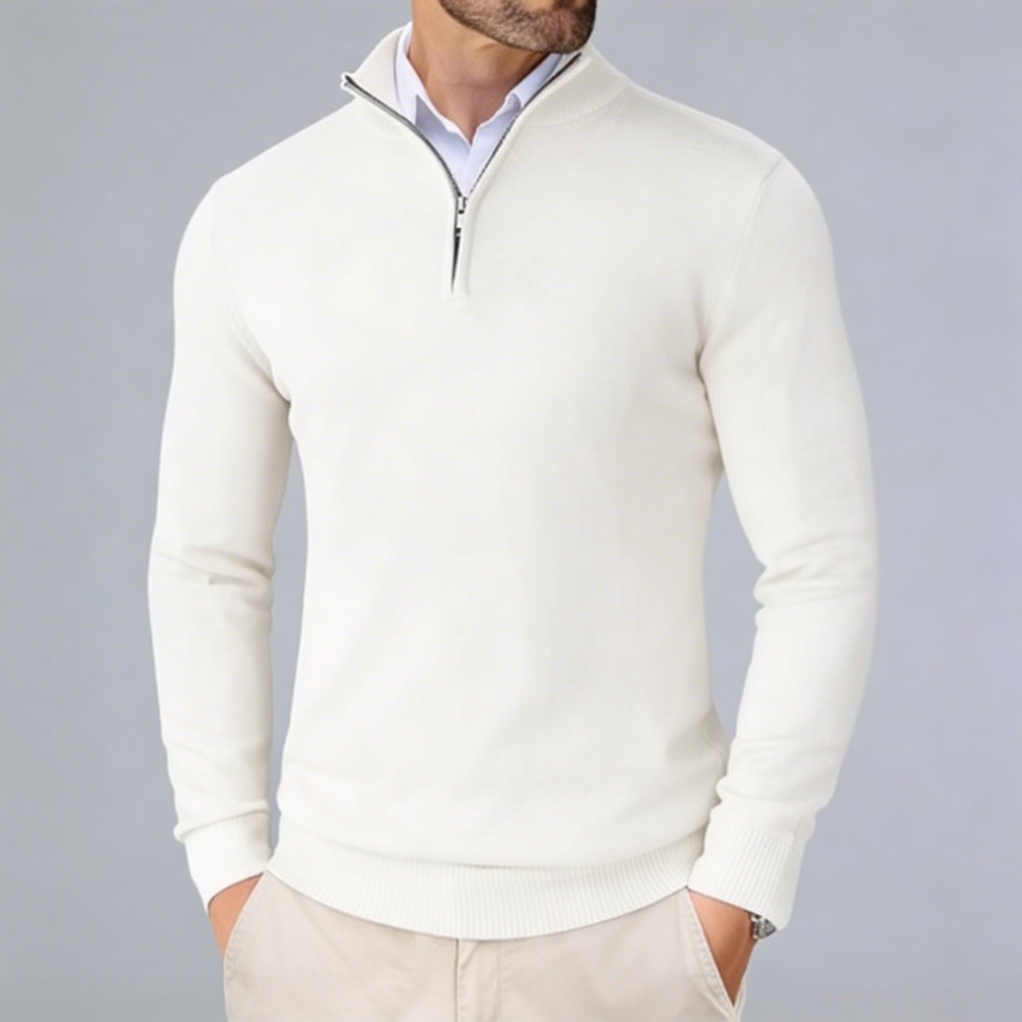THE ESSENZA QUARTER ZIP SWEATER