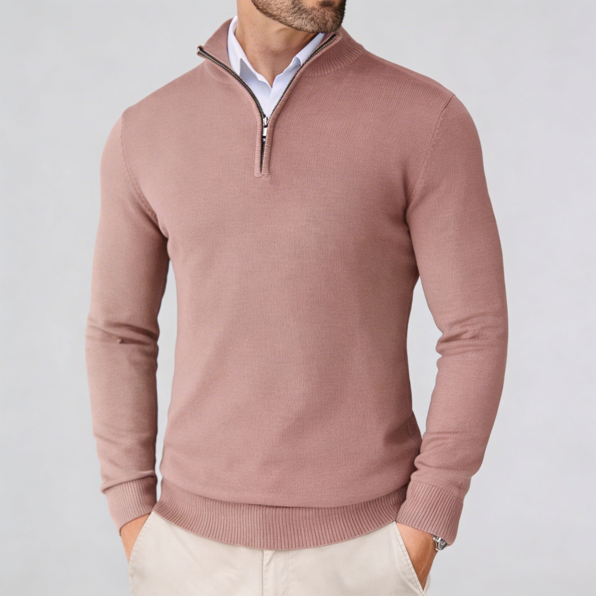 THE ESSENZA QUARTER ZIP SWEATER