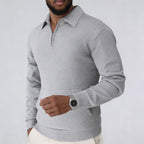 Autumn Men'S Casual Sweatshirt Quarter Zip Solid Color Pullover Sweater Outdoor Daily Long Sleeve Polo Turtleneck Male Tops