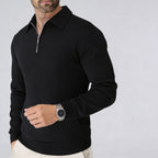 Autumn Men'S Casual Sweatshirt Quarter Zip Solid Color Pullover Sweater Outdoor Daily Long Sleeve Polo Turtleneck Male Tops