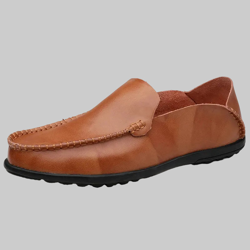 Brown leather loafer shoe 