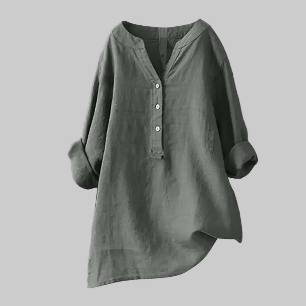 Green shirt with rolled-up sleeves on a white background