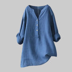 Blue shirt with rolled-up sleeves on a white background