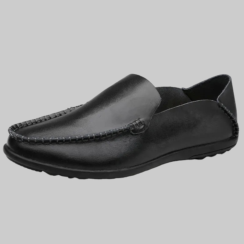 Black leather loafer shoe 