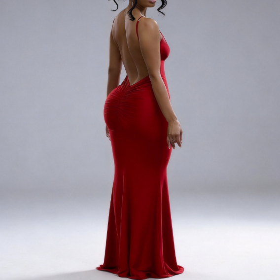 ZERAVIO THE SOPHIE DRESS red bodycon maxi evening dress
