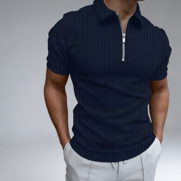 navy polo shirt halp-ziper